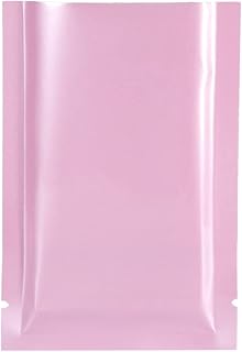 100 Pieces Metallic Foil Open Top Sealable Bags for Food Storage Packaging with Tear Notches (2.25 x 3.5 Inch, Glossy Pink)