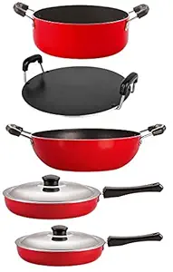 Nirlon Non-Stick Aluminium Flat Base Gas Compatible 5 Piece Cooking Utensils Item Gift Set