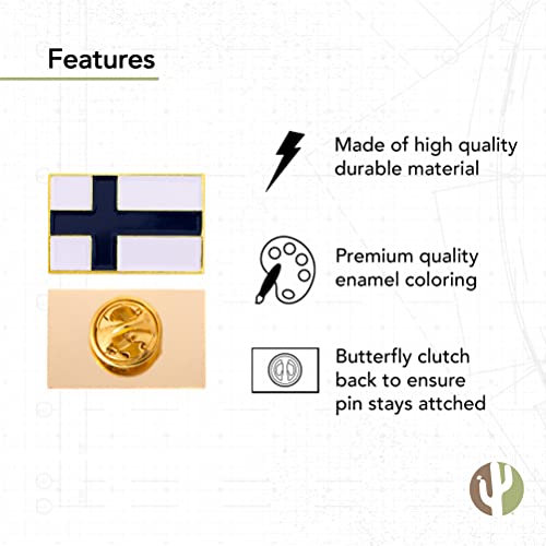 Image of Desert Cactus Finland Flag Lapel Pin FIN Finland Made of Metal for Formal Wear, Bag and Hat Jewelry, and Tie Tack