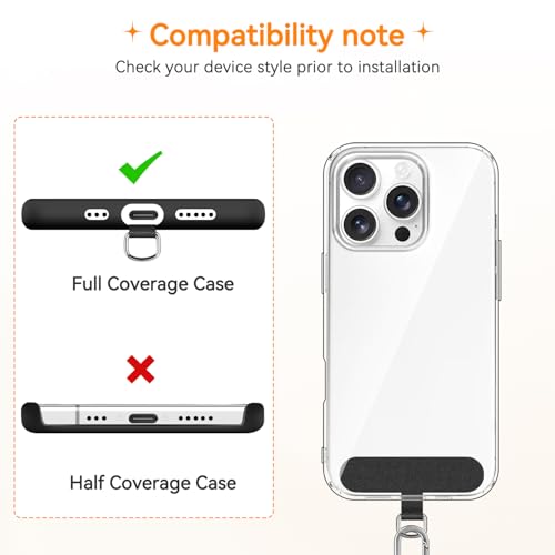 ivoler Cordon para Movil Universal, Cuerda para Movil Ajustable con 2 Parches Duraderos y Lazo de Cuero Negro, Compatible con Todos Los Teléfonos Inteligentes y la Mayoría de los Funda - Negro - imagen 7