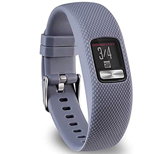 KingAcc Garmin Vivofit 4 Bands, Silicone Replacement Band for Garmin Vivofit 4, with Secure Metal Watch Clasp Buckle Wristband Strap Women Men (1-Pack, Gray, Small)