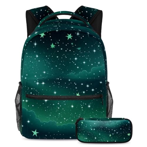 Ensemble sac à dos scolaire vert avec trousse à crayons pour fille et garçon