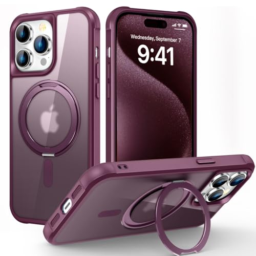 Image of Compatible with iPhone 15 Pro Case with Stand 6.1 inch,Wine Red