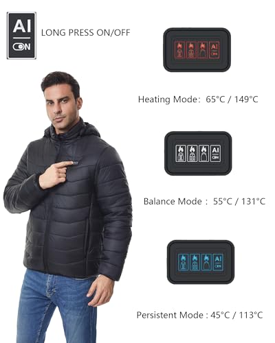 Image of Heated Down Jacket for Men and Women with Power Bank,16000mAh Battery 23 Graphene Heating Element