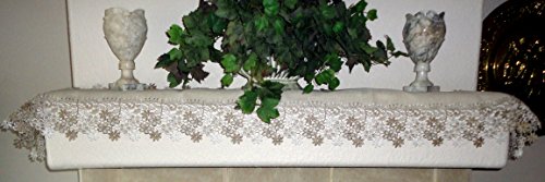 Sophisticated Floral Lace Dresser Scarf 65" Neutral Earth Tones Or Mantel Scarf Table Runner #TOP6