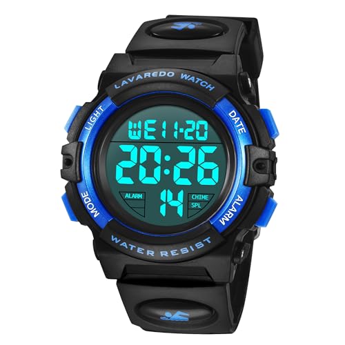 aswan watch Montre Digitale Enfant avec Chronometre, Eclairage, Alarme, Calendrier-Montres Sport pour Garcon avec Bracelet en Silicone-M