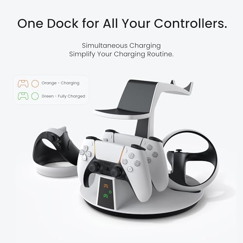 Image of KIWI design D2 3-in-1 Controller Charging Station for PSVR2 and PS5 | VR Display Stand, LED-Charging Indicator