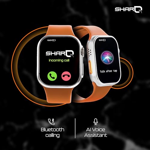 Image of SHARQ Smart Watch with 1.91 inch Display, Bluetooth Calling, AI Voice Assistant, Functional Crown, Heart Rate & SpO2 Monitoring, Waterproof IP67 with Fast Charging(Titanium Gold)