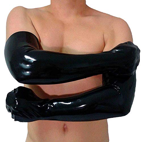 Black Latex Rubber Gummi Long Mittens HOT (one...