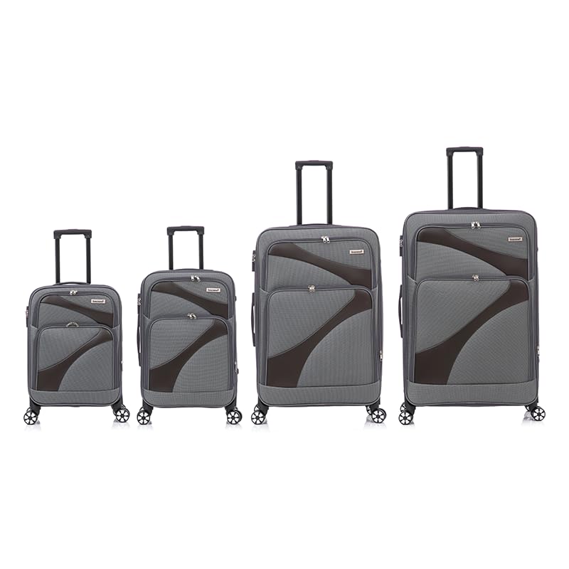 Four-Piece Suitcase Set for Expandable Soft Luggage with Combination Locks & Swivel Wheels 19-20-28-32in Travel Set (GREY)