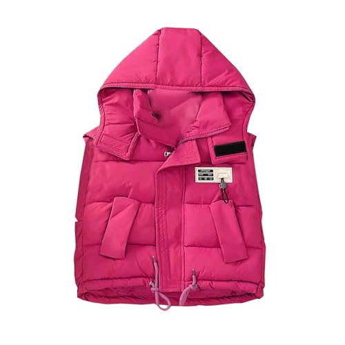 Boys Girls Hooded Puffer Vest Sleeveless Padded Jackets Zip Up Winter Coat Kids Lightweight Gilet with Pockets Outwear
