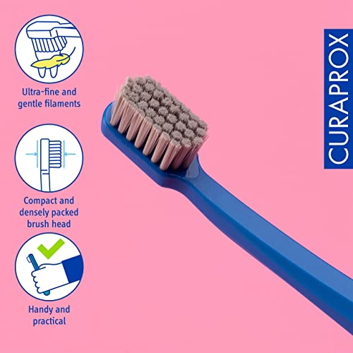 Image of Curaprox CS 12460 Velvet Soft Toothbrush - Sensitive Gum Care | Ultra-Gentle Cleaning with 12,460 Filaments | Single Pack, Royal Blue-Grey | Swiss Made