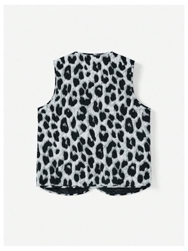 Verdusa Women's Reversible Vest Tie Front Cheetah Leopard Print Sleeveless Quilted Gilet Jacket2