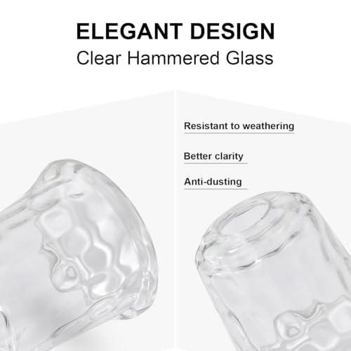 Image of 3 Pack Clear Hammer Glass Light Fixtures Replacement 1-5 /8 Inch Fitter