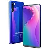 Telephone Portable 4G, Blackview A80 Pro Smartphone Débloqué 64Go +4Go,Ecran 6,49 Pouces, Double Nano SIM, 4680 mAh, 13MP/ 8MP Quatre Caméra, Android 10, Fingerprint, Bleu