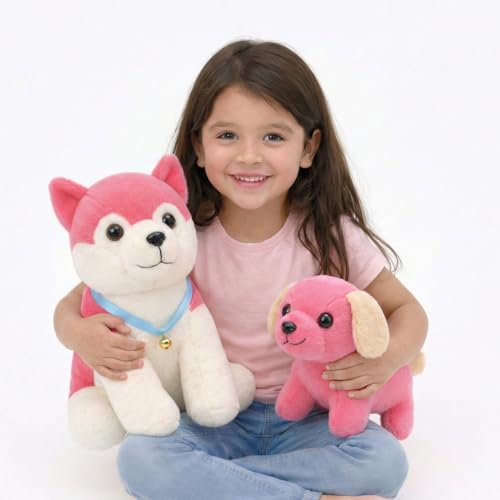 Image of Tabitha Stuffed Toys-Ultra Soft Plush Toy for Kids | Birthday Gifts for Kids and Girls | (Combo of 2 Toys 35 Cm Pink Dog & 25 Cm Pink Dog)