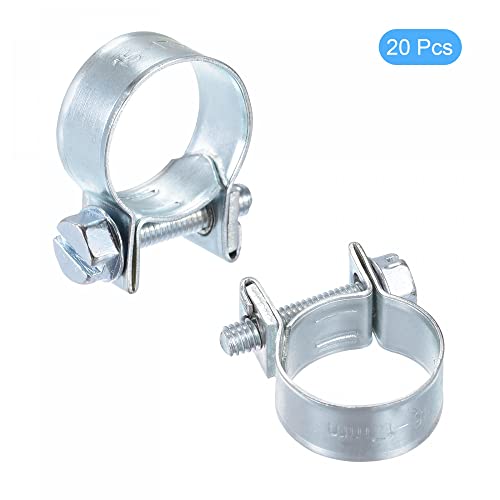Uxcell 15-17Mm Mini Fuel Injection Hose Clamp Zinc Plated Steel Fuel Line Clamp 20Pcs #TOP2