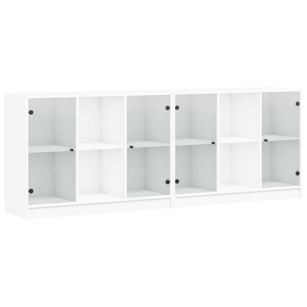 Libreria con Ante Bianca 204x37x75 cm Legno Multistrato