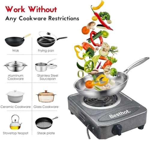 Image of 2000W Antique Infrared Cooktop Hot Plate, Heavy Duty Portable Electric Stove, Single Burner Hot Plate for Home, Hostel & Office