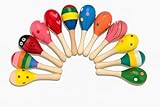Genérico Mini Maracas de Madera para fiestas - Pack de 12 - Accesorios para Cotillón, Bolsas Sorpresa y Animación - Sonido suave - Ideal para Guarderías, celebraciones y Eventos Infantiles..