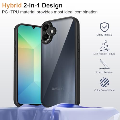 Image of Kapa Hawkeye Clear Slim Tough Back Cover for Samsung Galaxy F70e 5G | Camera Lens Protector Anti Yellow Shockproof Clear Hybrid Case Cover (Black Sides)