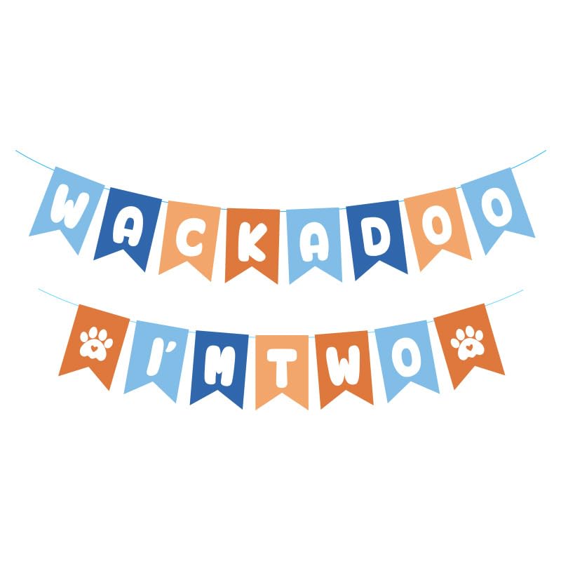 Birthday Banner for 2 Year Old - Blue Dog Paw Print Party Decorations, Reusable & Easy to Hang Toddler Birthday Banner for Boys Girls