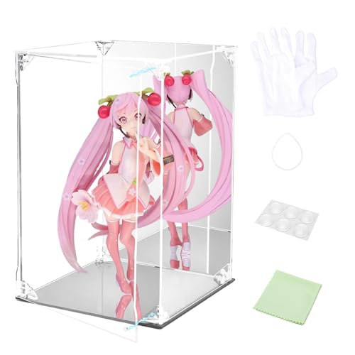 アクリル製 フィギュアケース, コレクション保管用ディスプレイケース (ミラー台座+ミラー背板, 20*20*30)