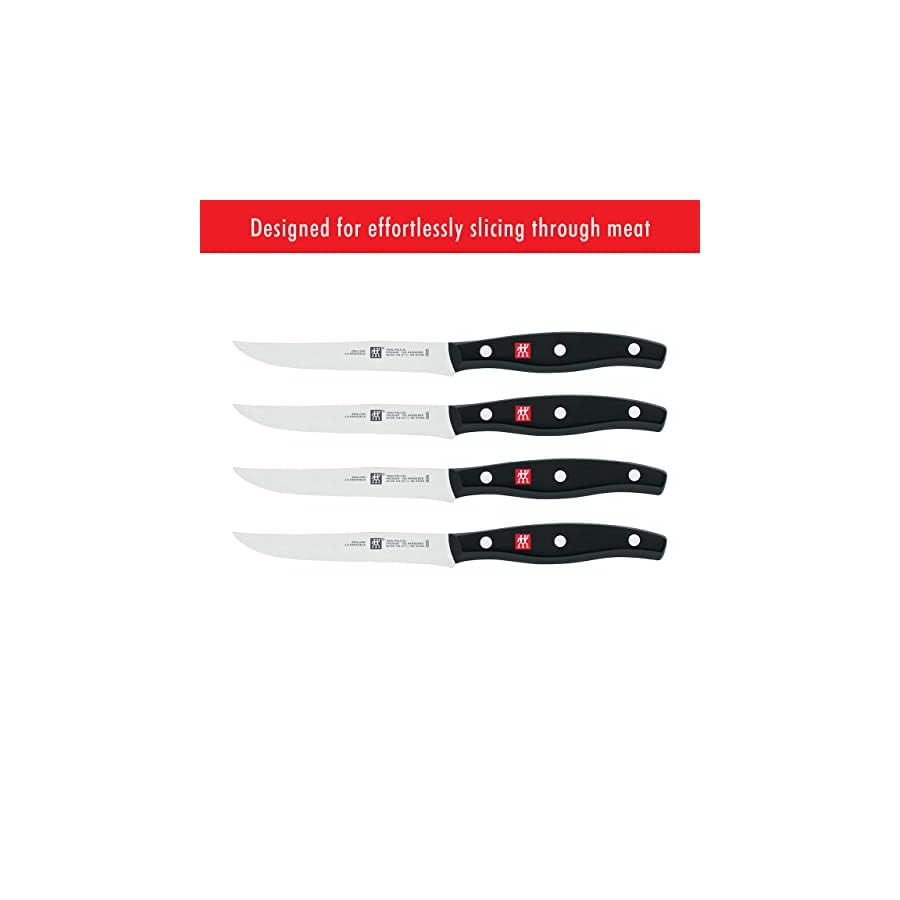ZWILLING-Twin-Signature-Steak-Knife-Set-of-Four-Razor-Sharp-Made-in-Company-Owned-German-Factory-with-Special-Formula-Steel-perfected-for-almost-300-Years-Dishwasher-Safe ZWILLING Twin Signature Steak Knife Set of Four, Razor-Sharp, Made in Company-Owned German Factory with Special Formula Steel perfected for almost 300 Years, Dishwasher Safe