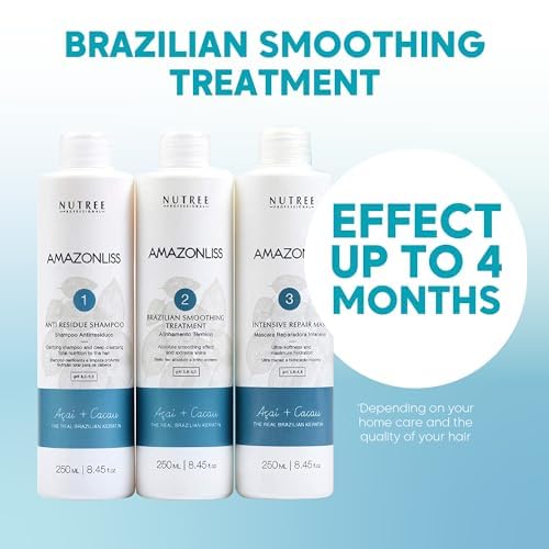 Amazonliss Brazilian Keratin Kit for Thermal Reconstruction Shampoo 8,45 oz, Smoothing Treatment 8,45 oz, Mask 8,45 oz