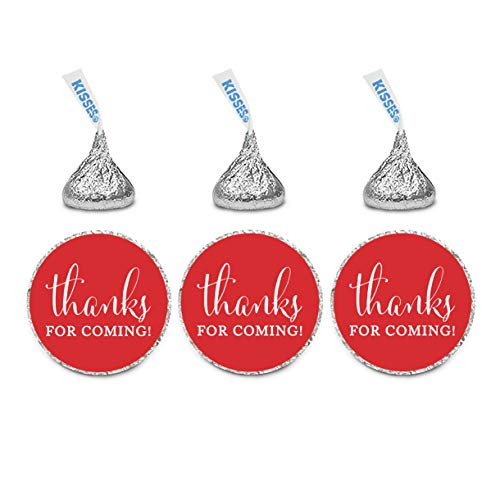 Andaz Press Chocolate Drop Labels Stickers, Thanks for Coming!, Red, 216-Pack, for Wedding Birthday Party Baby Bridal Shower Kisses Party Favors Decor Envelope Seals