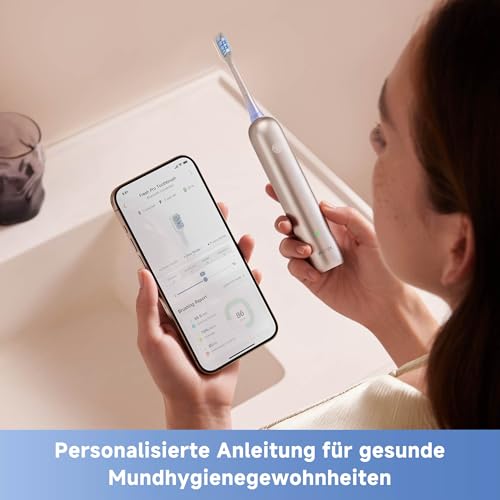 MOVA Fresh Pro 3DClean™ Elektrische Zahnbürste mit App, Schallzahnbürste für Erwachsene, 2 Bürstenköpfe und Reiseetui, 3-in-1-Ersatzbürstenkopf mit Halter, 30 Tage Akkulaufzeit, Silber – Bild 5
