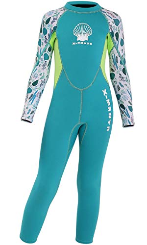 TOKYMOON Traje de baño de neopreno de una pieza para niños y niñas, protección solar UV, manga larga, cuerpo completo, 2,5 mm, traje de baño Cover