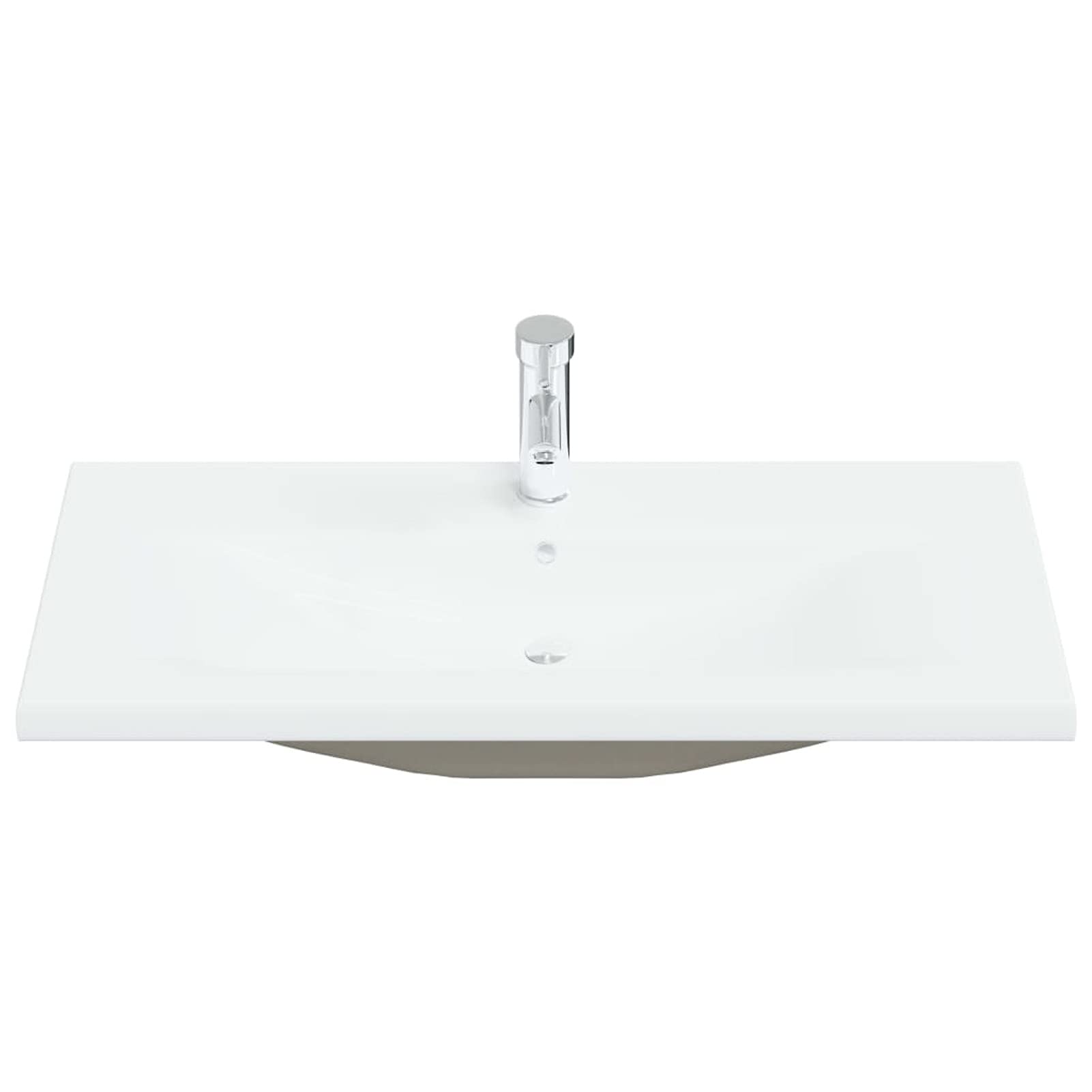 Homgoday Lavabo empotrado con grifo 91 x 39 x 18 cm de cerámica blanca