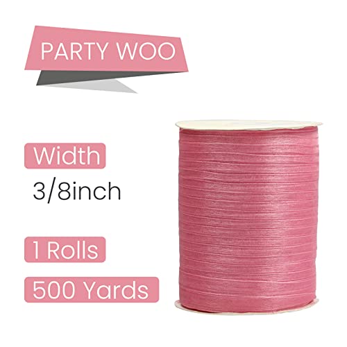 Ruban en organza rose de 1,9 cm au tissage fin pour cadeaux raffinés - 3