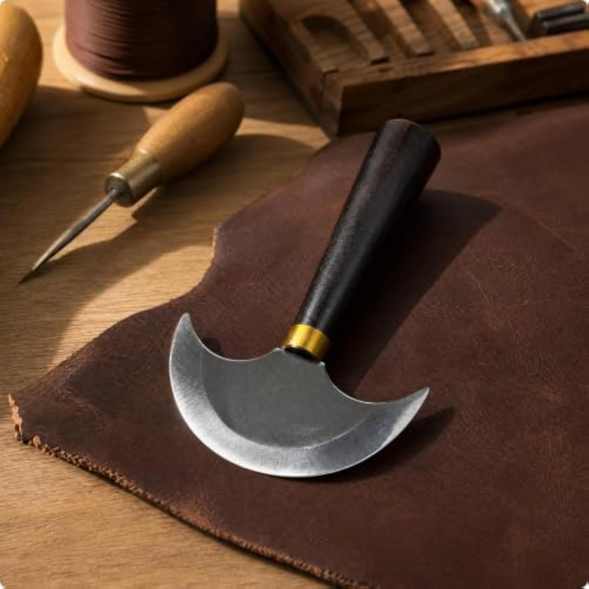 Leatherworking Knife with Sharpening Block for Leathercrafters