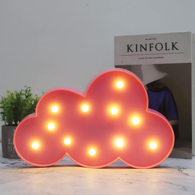 xiao Star Marquee Sign Lights, LED Marquee LightsSign Marquee Night Light for Kids Room Lamp Battery Operated (Pink Cloud) — image 1