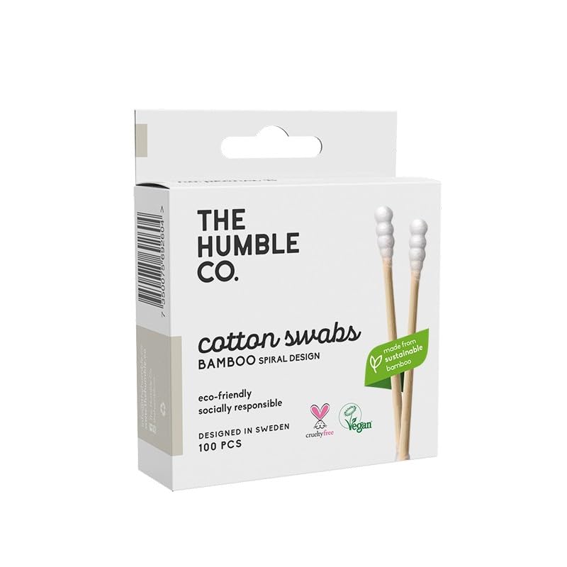 The Humble Co. Humble Brush Bamboo Cotton Swabs Spiral White- Spiral Kulak Çubuğu Beyaz, Çevre dostu pamuklu kulak çubukları, plastik içermeyen ambalaj, doğal renkli pamuktan kulak çubukları