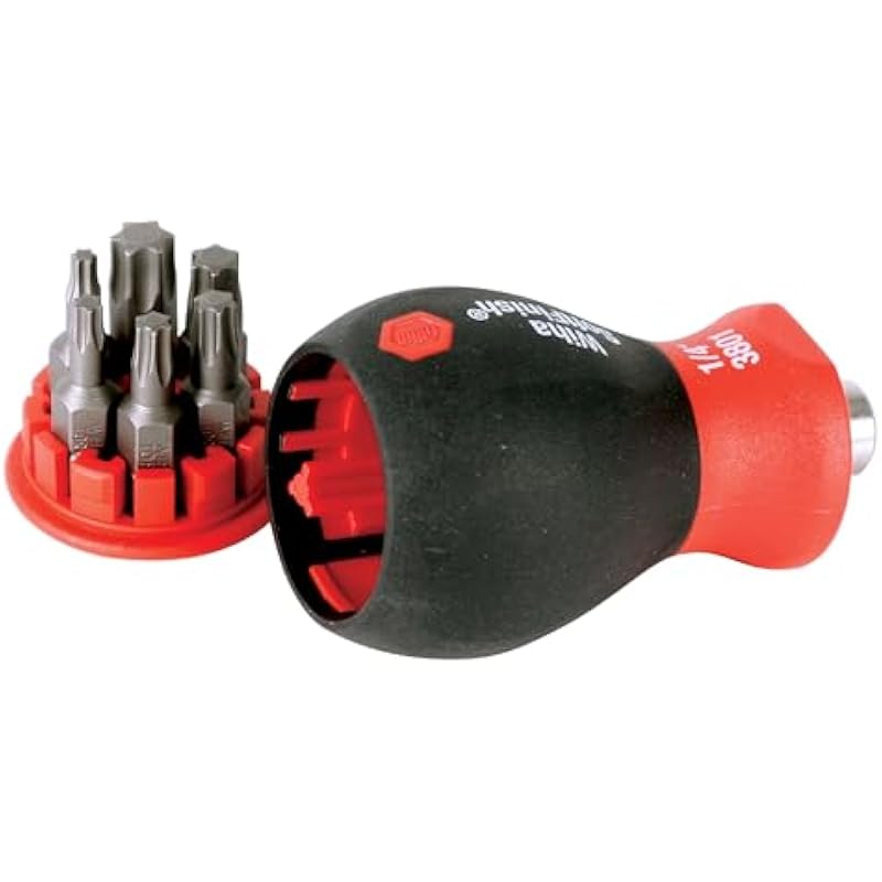 Wiha 38045 Stubby Screwdriver With Six-In-One Insert Bits, Torx