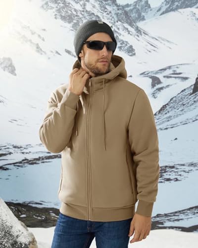 Boladeci Men's Sherpa Lined Hoodie Jacket Warm Winter Heavy Weight Thick Fleece Zip Up Hooded Sweatshirt3