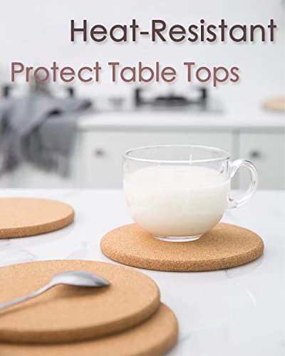 Cork Trivet, 4 Pack High Density Thick Cork Coaster Set For Hot Dishes, 8 Inch Heat Resistant Multifunctional Cork Board, Hot Pads For Table & Countertop #TOP3
