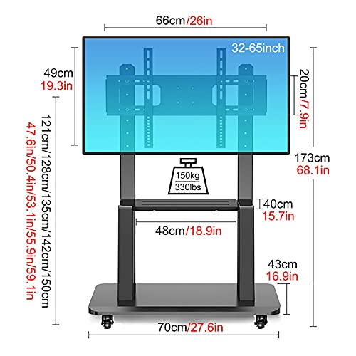 Soporte móvil para TV universal de piso para pantallas 32-65" miniatura 4
