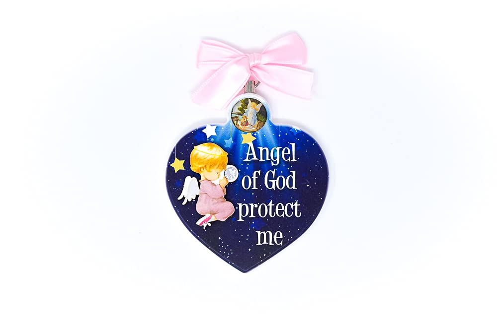 Guardian Angel Pink Medallion Plaque - Baptism Gifts