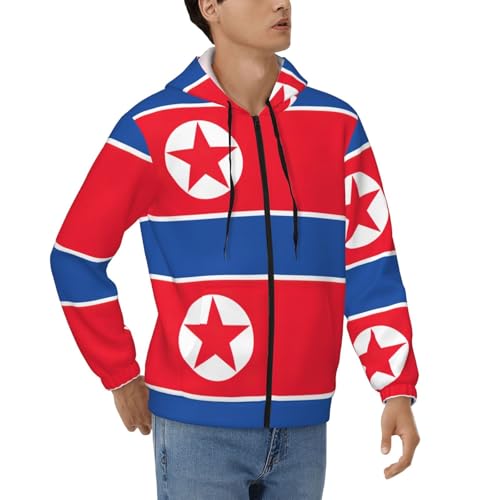 Sweat à capuche zippé à manches longues imprimé drapeau coréen