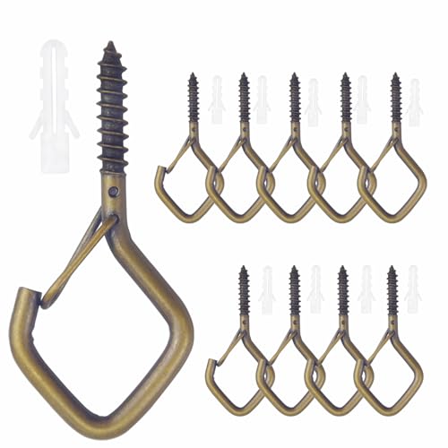 Sexoeie 10 PCS Eye Screw Hooks for Hanging Heavy Duty with Safety Buckle.Metal Ceiling Hooks for Hanging Plants,Cup,Wind Chime,Bird Feeders,String Lights at Indoor&Outdoor,2.36 Inches Black