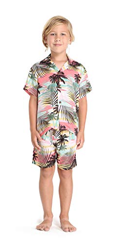 Image of Boys' Aloha Shirt Cabana Set in Signature Prints | Button Front Shirt; Soft Rayon Fabric; Signature Tropical Prints; Lightweight Comfort; Vacation Ready
