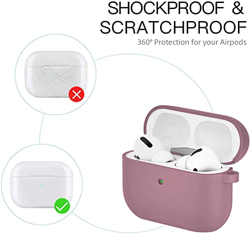 Image of Elzzi Compatible for AirPod Pro Case, Full Protective Silicone Case, Inner Microfiber Lining Airpod Pro Cover, Support Wireless Charging,Cover (Front LED Visible) (Lilac)