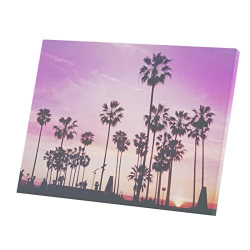 Coucher de soleil Los Angeles plage palmiers tableau déco intérieur toile 53x40 cm