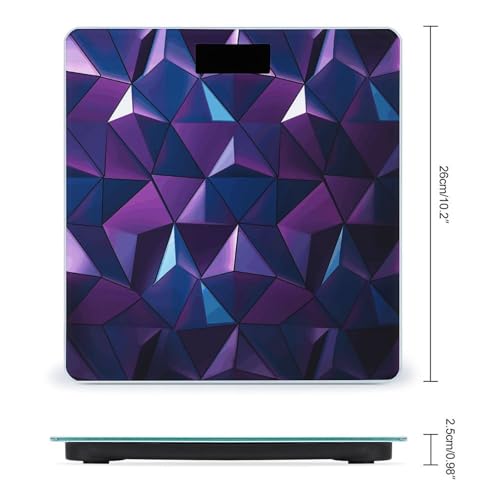 Báscula digital de baño geometría morada con plataforma de vidrio templado miniatura 2