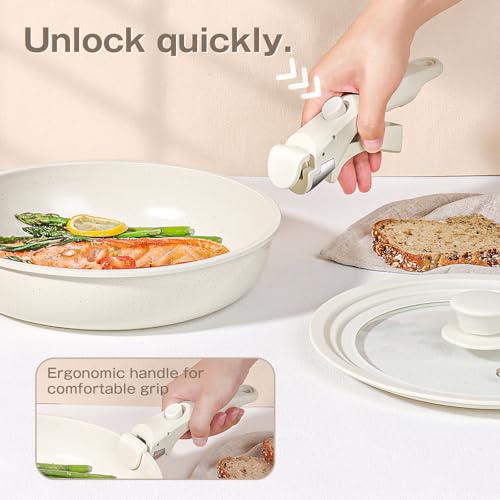 Image of GiPP Ceramic Pots and Pans Set Non Stick, Nonstick Detachable Handle Cookware Sets, Non Toxic Induction Kitchen Pot and Pan with Removable Handle, Healthy RV Cookware, Dishwasher &Oven Safe, 7 Piece