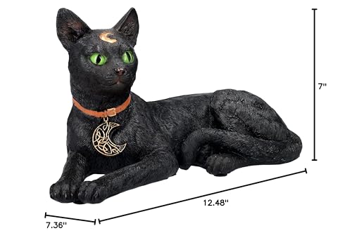 Escultura Realista de Gato Negro Acostado con Luna Creciente 7” miniatura 4